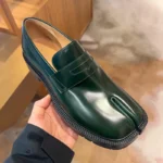 TabiTread™ Men's Green Chunky Split Toe Loafers – PU Slip-On Tabi Shoes 1