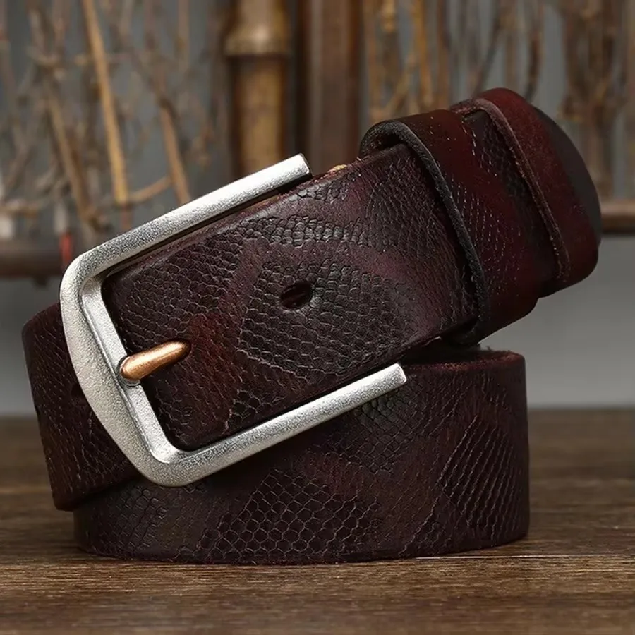 VIPERCRAFT™ 3.8CM Serpentine Leather Belt – Genuine Cowskin Men’s Retro Fashion Belt 3