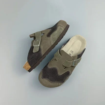 SpringSoul™ Women’s Mixed‑Color Cow Suede Boston Clogs - Genuine Leather Cork Slippers 2