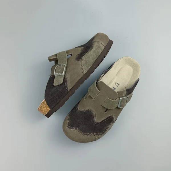 SpringSoul™ Women’s Mixed‑Color Cow Suede Boston Clogs - Genuine Leather Cork Slippers 2