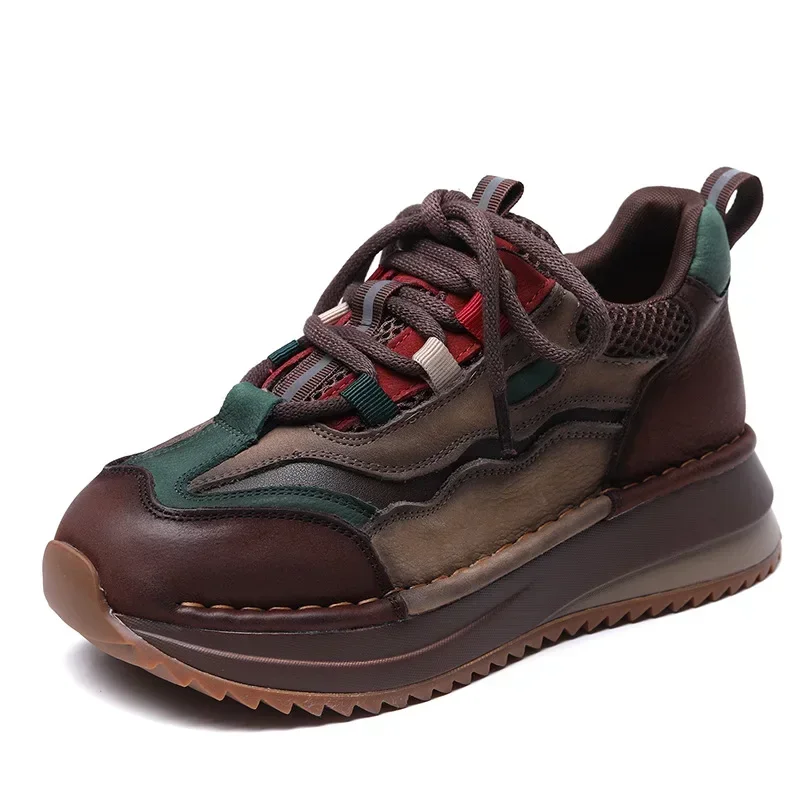 UrbanStride™ Women’s Cow Suede Chunky Sneakers – 4cm Ankle Platform Boots 5