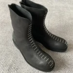 VANTEDGE™ Custom Handmade Rivet Patchwork Leather Motor Boots - Custom Leather Rivet Motor Boots for Men & Women 3