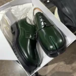TabiTread™ Men's Green Chunky Split Toe Loafers – PU Slip-On Tabi Shoes 2