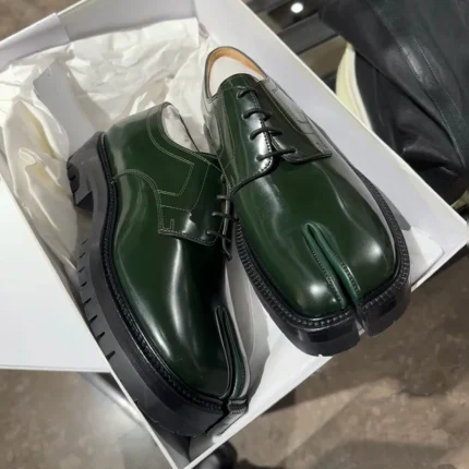 TabiTread™ Men's Green Chunky Split Toe Loafers – PU Slip-On Tabi Shoes 2