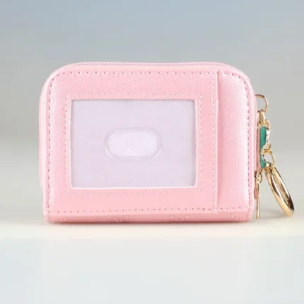 QuiltaLuxe™ Pink Quilted Plaid Wallet – Compact PU Coin Purse with Key Holder for Women 2