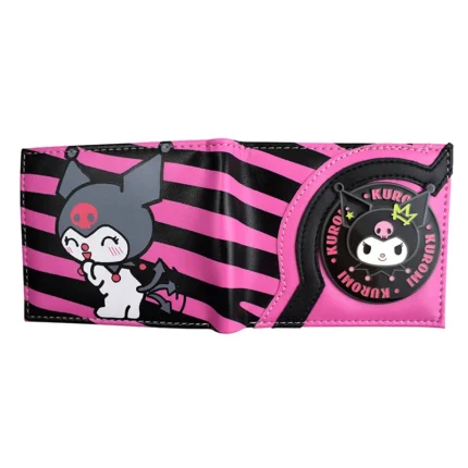 KuromiCharm™ Sanrio Kuromi Wallet – Cute Metal Design Short PU Purse with Zipper Pocket 2