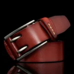 VintageForge™ Vintage Style 4CM Wide Leather Belt for Men – Genuine Cowboy Jeans Belt | UNITYPUREMAX™ 3