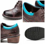 TribalSole Artisan™ | Women’s 5cm Ethnic Embossed Chunky Cow Leather Moccasins 4