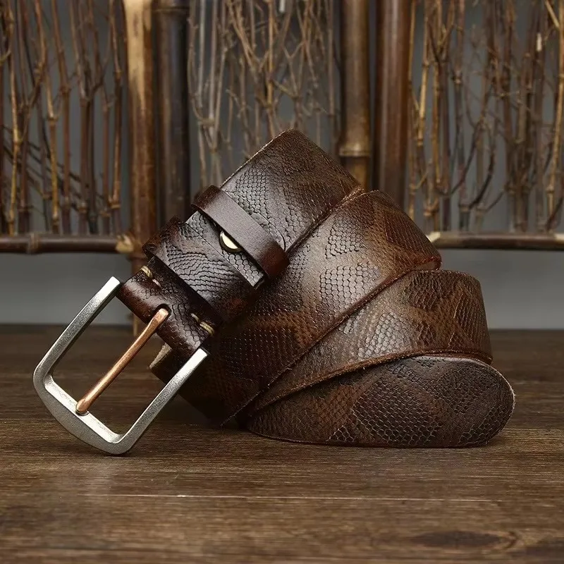 VIPERCRAFT™ 3.8CM Serpentine Leather Belt – Genuine Cowskin Men’s Retro Fashion Belt 4
