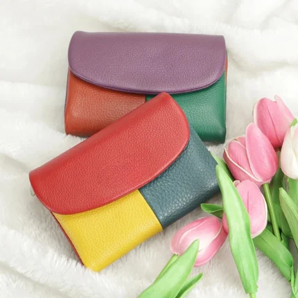 ColorNest™ RFID Leather Trifold Wallet – Color Block Women's Gift Purse with Magnetic Closure 2