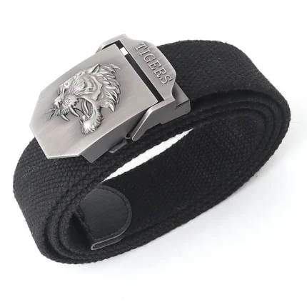 TIGERFORCE™ Tactical Canvas Belt for Men – Tiger Buckle Army Outdoor Jeans Strap 2