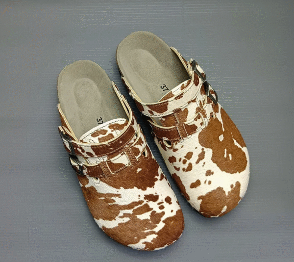 HoofPrint™ Women’s Horsehair Cork Clogs Sandals with Arch Support Classic Genuine Leather Slip on Outdoor Slippers