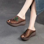 FLORAFLARE™ Peep‑Toe Cut‑Out Wedge Sandals 1