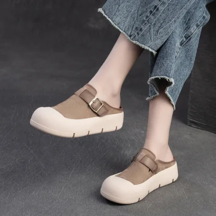 SOLEQUEST™ Retro Platform Wedge Leather Slippers 2