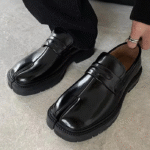 Unisex Tabi Loafer Shoes – Split Toe Genuine Leather Casual Footwear with Thick Sole