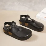 ROMACOVE™ Retro Leather Closed Toe Sandals – Women's Buckle Strap Flat Beach Flats 4