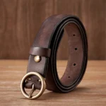 AURABELT™ 2.5CM Genuine Girls Cowhide Leather Belt – Copper Buckle Slim Belt for Women 2