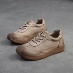 UNITYPUREMAX Women’s Autumn Retro Round‑Toe Leather Platform Sneakers 6