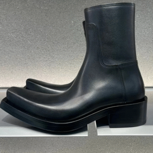 FORGEFRAME™ Mid-Tube Square Toe Leather Boots – Thick Heeled Statement Chelsea