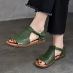 SORELLE™ Women’s Retro Genuine Leather Peep Toe Sandals 1