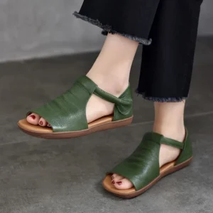 SORELLE™ Women’s Retro Genuine Leather Peep Toe Sandals 1