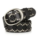 NOIRVIXEN™ 3.8CM Women Punk Rivet Belt – Hollow-Out Cowskin Leather Rock Strap 2