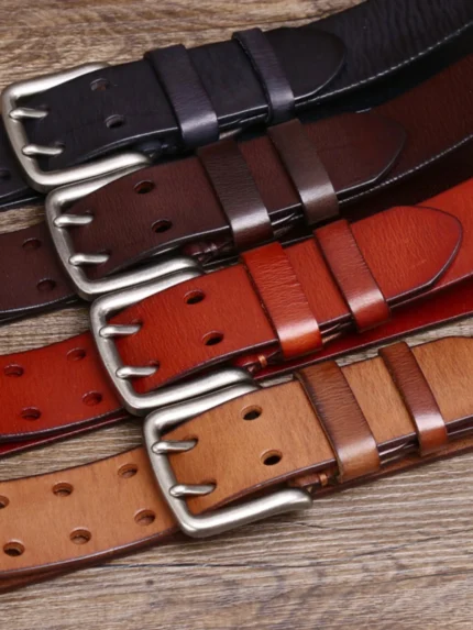 Braveton™ 2025 Men's Double Needle Retro Leather Belt – Retro Pure Cowhide Waistband 2