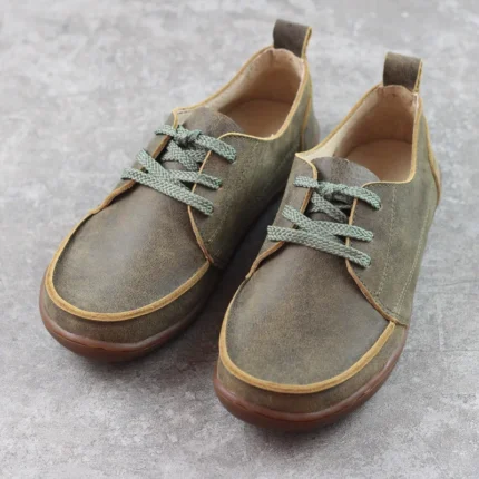 Everbound™ | Unisex Wide-Toe Genuine Leather Lace-Up Flats – Handmade Couple’s Low-Top Shoes for Daily Comfort 2