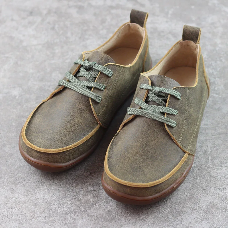 Everbound™ | Unisex Wide-Toe Genuine Leather Lace-Up Flats – Handmade Couple’s Low-Top Shoes for Daily Comfort 2