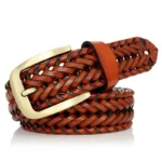 LUXKNIT™ 3.3CM Unisex Genuine Leather Woven Belt – Luxury Adjustable Strap for Men & Women 6