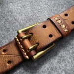 IRONHORSE™ 3.8CM Genuine Leather Men Belt – Pure Copper Horseshoe Buckle Casual Jeans Strap 1