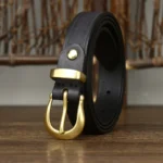 LUXETONE™ 2.4CM Genuine Leather Women Belt – Copper Buckle Waist Strap for Jeans & Dresses 4