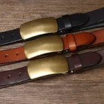 VALORÉ™ Men’s 3.3CM Genuine Leather Belt – Smooth Brass Buckle Designer Strap 6