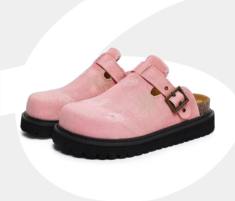 Kairo™ British Street Denim Mules – Unisex Summer Slip-On Slippers for Teens & Adults