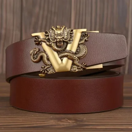DragonCrest™ Genuine Automatic Buckle Belt – Dragon Design Genuine Leather Gift 1