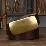 VALORÉ™ Men’s 3.3CM Genuine Leather Belt – Smooth Brass Buckle Designer Strap 5