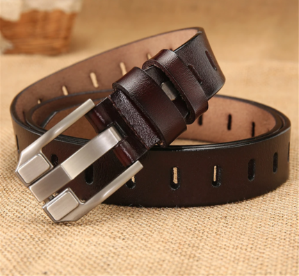 BellaEdge™ 2.8cm Women’s Genuine Leather Belt – Red Cowskin Belt with Classic Pin Buckle 2