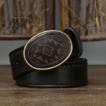 Carvado™ 3.8CM Men’s Genuine Laser-Engraved Leather Belt – Laser Plaid Strap with Smooth Buckle 4