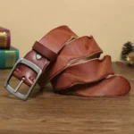 UNITYPUREMAX™ 3.8CM Men’s Retro Fold Leather Belt – Genuine Cowskin with Pin Buckle 3