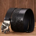 DRAGONCREST™ 3.5CM Carved Dragon Genuine Leather Belt – Carved Dragon Pattern Automatic Buckle 5