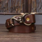 Vermonte™ Men’s 3.2CM Woven Leather Belt – Genuine Cowhide & Copper Buckle 5