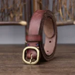 Ardenelle™ Women’s 2.3CM Slim Cowhide Leather Belt – Retro Copper Buckle Casual Waistband 4