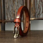VERISEL™ 1.5CM Genuine Copper Buckle Leather Belt – Copper Pin Buckle Slim Strap for Jeans 3