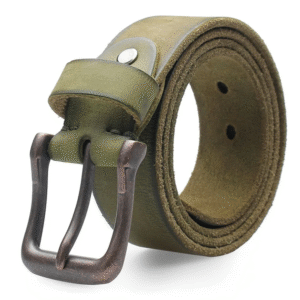 VINTAGELUX™ 3.8CM Retro Green Genuine Leather Belt – Top Quality Pin Buckle Belt for Men’s Jeans