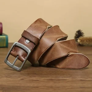 UNITYPUREMAX™ 3.8CM Men’s Retro Fold Leather Belt – Genuine Cowskin with Pin Buckle 1