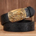 REGALWING™ Eagle Buckle Embossed Leather Belt – 3.5CM Automatic Genuine Leather Business Belt for Men 2