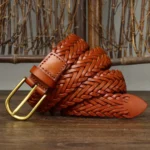BRAIDLINE™ 3CM Unisex Genuine Woven Leather Belt – Full Grain Breathable Belt for Jeans & Fashion 1
