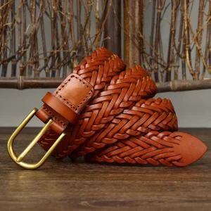 BRAIDLINE™ 3CM Unisex Genuine Woven Leather Belt – Full Grain Breathable Belt for Jeans & Fashion 1