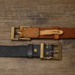 OUTLAWFORGE™ 3.8CM Men’s Embossed Cowboy Leather Belt – Heavy Copper Buckle for Jeans 6