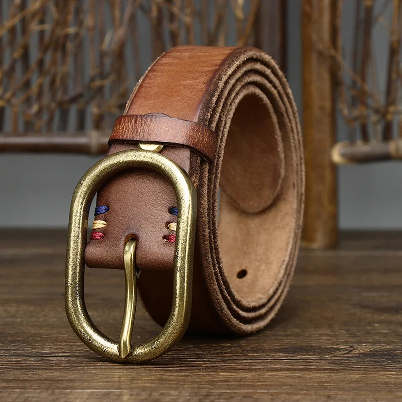 VALDOR™ 3.7CM Men’s Full Grain Leather Belt – Luxury Vintage Jeans Strap 3